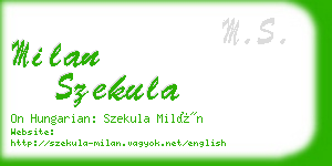 milan szekula business card